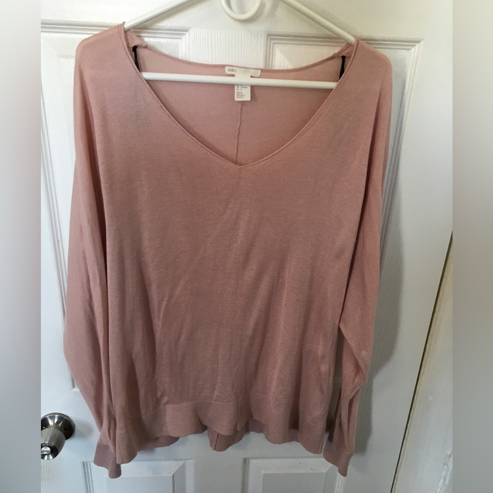 H & M Basic V Neck Sweater size L Pink